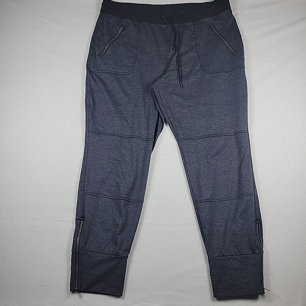 Athleta Flux Street Jogger Sweatpants Gray Heather Sz XL Drawstring Zip Ankle